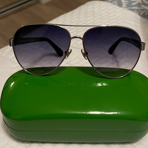 Kate Spade Silver and Black Aviator Sunglasses - Picture 1 of 1